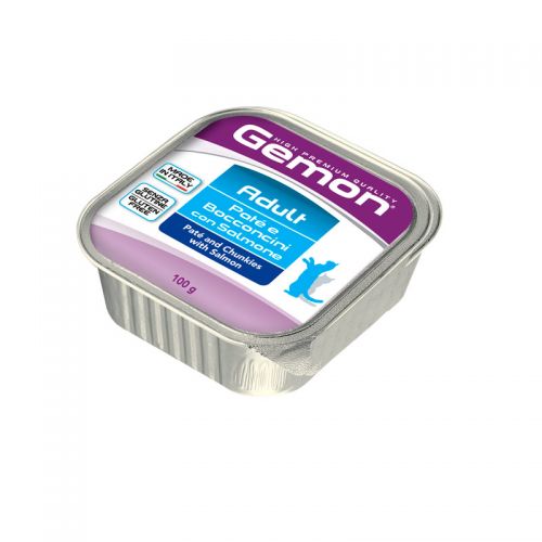 [PHGA008] GEMON CAT X 100 GR PATE/CHUNKS ADULT WITH SALMON